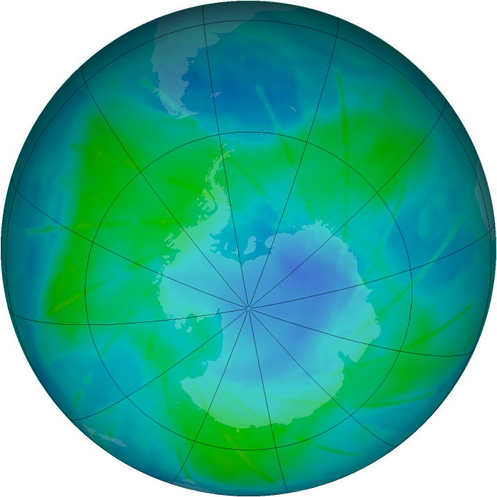 Antarctic ozone map for 11 February 2011